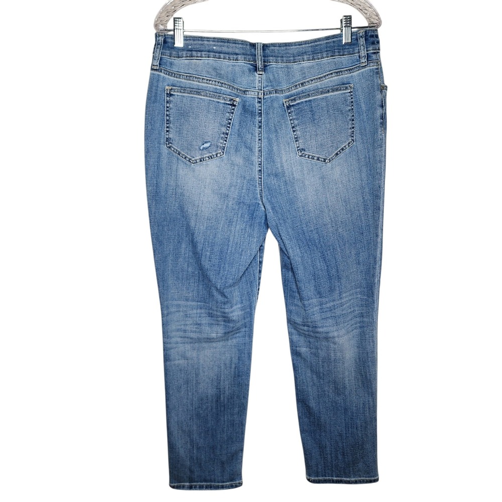 Chicos So Slimming Girlfriend Slim Leg Crop Jeans Distressed Womens Size 1.5/10 - Picture 2 of 7